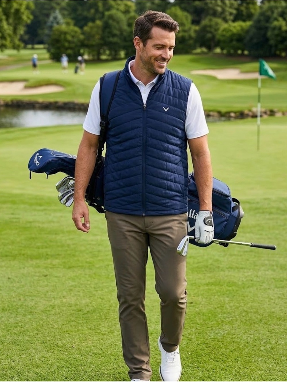 Callaway Navy Blue Quilted Full Zip Golf Vest Men’s Size Medium